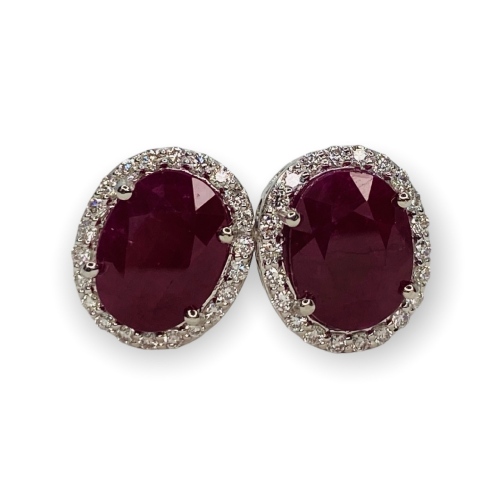 $7,830 Value, Platinum Ruby & Diamond Earrings