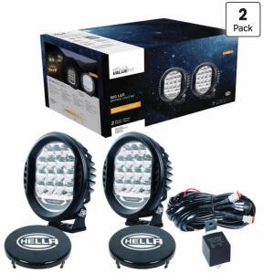 HELLA VALUEFIT 500 LED Driving Light Kit &ndash; Pair, 6" Round, 4,500 Lumens, Wiring Harness Included
