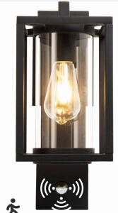 (2) Inowel 34313 Black Outdoor Wall Lights, PIR Motion Sensor, Aluminum, 15" Tall, Modern Design