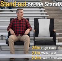 Beharity Portable Stadium Bleacher Seat, 26" High Back, 21" Wide, Armrests, 9 lbs, Storage Pockets, Black, QTY:2 - 4