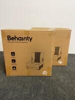 Beharity Portable Stadium Bleacher Seat, 26" High Back, 21" Wide, Armrests, 9 lbs, Storage Pockets, Black, QTY:2 - 5