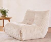 GAZECAIA Wide Lounge Bean Bag Chair, 37"x28.5"x24", Beige, SKU AJ-233, Ergonomic Fireside Style
