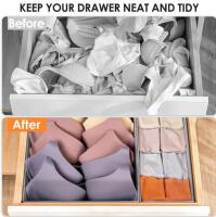 (2) 8 Pack Gray Fabric Drawer Organizer Set &ndash; Multi-Compartment Storage Bins For Bras, Socks, Underwear, (2) Bi-Fold Closet Tracks, (2) Shelf Covering, Parchment Office Mat - 11
