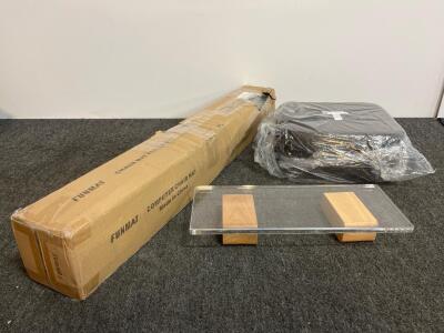 Chair Mat, Memory Foam Seat Cushions (2x), Acrylic & Wood Monitor Stand - Office Accessory Bundle