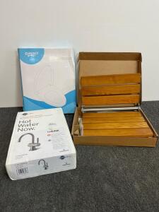 InSinkErator F-HC3300SN Satin Nickel Hot Water Dispenser (retails $467) , DAYAO Toilet Seat, Wooden Shower Seat