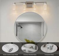 Modern Brushed Nickel LED 4-Light Vanity Fixture, Bubble Crystal Glass, Dimmable - 4