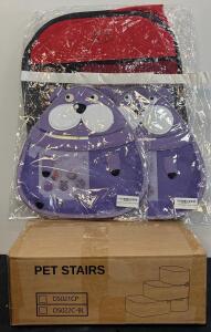 Foldable Pet Playpen And 3-Step Foam Pet Stairs, New In Box