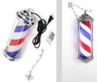 (2) OmySalon Barber Pole LED Rotating Sign & 5'x3' Semi-Circle Anti-Fatigue Salon Mat With Chair Cut-Out - 5