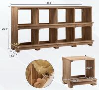 8-Compartment Solid Wood Chicken Nesting Box, 50.2" Wide, With FloraCraft Barley Straw Bale - 3