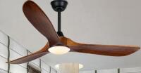 QHYAH 301 Series 60" Ceiling Fan With Hand-Carved Wood Blades And LED Light