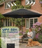 InBrave Patio Umbrella 9Ft Black, Crank & Tilt, With Folding Cart Wagon 34" 360lb Capacity - 4