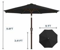 InBrave Patio Umbrella 9Ft Black, Crank & Tilt, With Folding Cart Wagon 34" 360lb Capacity - 5