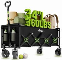 InBrave Patio Umbrella 9Ft Black, Crank & Tilt, With Folding Cart Wagon 34" 360lb Capacity - 6