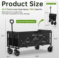 InBrave Patio Umbrella 9Ft Black, Crank & Tilt, With Folding Cart Wagon 34" 360lb Capacity - 8