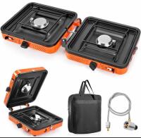 GDPFN 2-Burner Propane Camping Stove With Case & Hose + 8x10' Outdoor Reversible Rug/Mat & 48&rdquo;x72&rdquo; Outdoor Roller Sunshade - 2