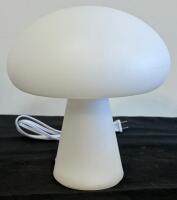 QWO 60-Inch Deep Walnut Ceiling Fan, No Light & White Mushroom Desk Lamp - 6