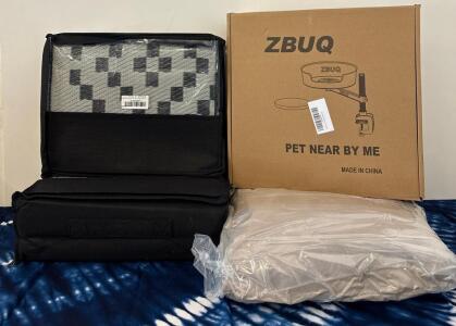 ZBUQ Desk-Mounted Cat Hammock Perch, 16.5" Grey Mesh, 360&deg; Rotating, Clamp On, 60lb Capacity, (2) 3x5 Straw Outdoor Rugs And (1) Faux Fur Throw Blanket
