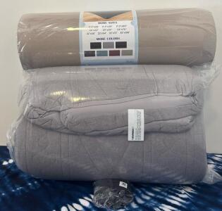 SleepRite Anti Fatigue Kitchen Mats, Gray And Khaki, 17"x59", Cushioned, Waterproof, Non-Slip And 1 Gray Twin Comforter
