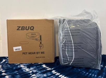 ZBUQ Clamp-On Cat Bed Desk Hammock, Transparent Gray, 360&deg; Rotation, 17.7"x14.5", 40 lb Capacity And Queen T45 Blue Mattress Topper