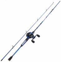 (2) ONEBASS SPIRIME 2-Piece Baitcasting Rod & Reel Combos, 8.1:1, Blue/Black, 6'6"Right & 7'Left - 5