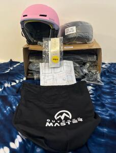 OutdoorMaster ELK MIPS Ski Helmet & OTG Goggle Set, Pink, with Accessories Size L, Serial No. US-SC 805846 and Metal Clothing Rack with Wheels