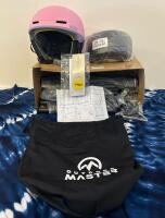 OutdoorMaster ELK MIPS Ski Helmet & OTG Goggle Set, Pink, with Accessories Size L, Serial No. US-SC 805846 and Metal Clothing Rack with Wheels