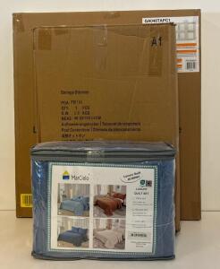 MarCielo Navy Queen Luxury Quilt Set, Safety 1st Expandable Gate, Black Storage Ottoman