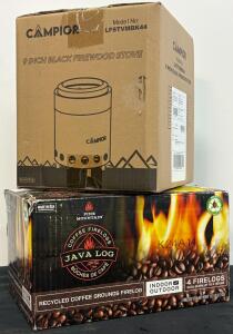 Campior LFSTVMBK44 9" Portable Fire Pit with Pine Mountain Java-Log Firelogs