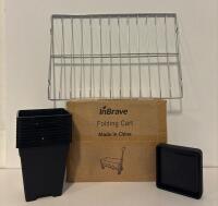 InBrave Collapsible Folding Wagon Cart, 380 lbs Capacity, Black, Includes Plant Pots & Shelves