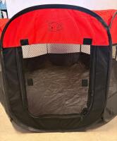 ZBUQ Cat Bed Desk Hammock, 360&deg; Rotating Clamp, Portable Pet Playpen 48"x24" Red/Black - 4