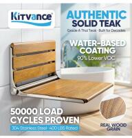 20" Folding Teak Shower Seat Wall Mounted- Shower Bench for Inside Shower (Retail online $160) - 4
