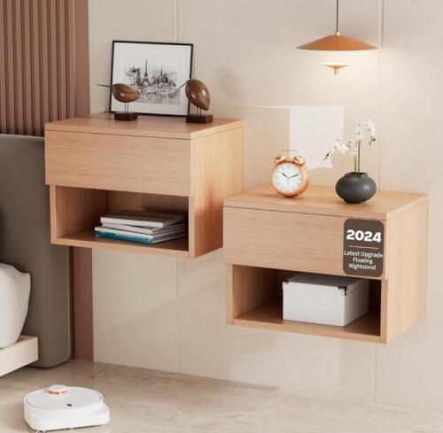 Floating Nightstand, Modern Wall Mounted Bedside Table with Drawer