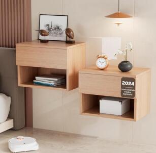 Floating Nightstand, Modern Wall Mounted Bedside Table with Drawer