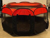 ZBUQ Cat Bed Desk Hammock, 360&deg; Rotating Clamp, Portable Pet Playpen 48"x24" Red/Black - 2
