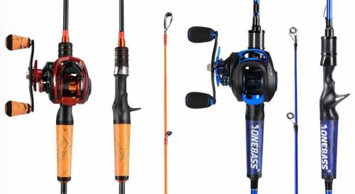 (2) OneBass ALFEN Baitcasting Combo, 7&rsquo; & 6&rsquo; Medium-Heavy Rods, Left Handed