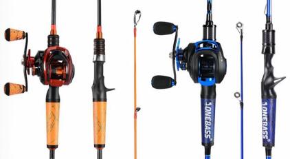 (2) OneBass ALFEN Baitcasting Combo, 7&rsquo; & 6&rsquo; Medium-Heavy Rods, Left Handed