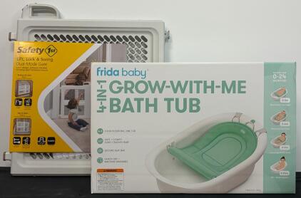 Safety 1st Lift, Lock & Swing Dual-Mode Gate & Frida Baby 4-in-1 Bath Tub Set