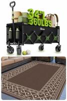 InBrave Collapsible Folding Wagon, 360 lb Capacity, 34" Cargo & 8x10&rsquo; Reversible Outdoor Rug