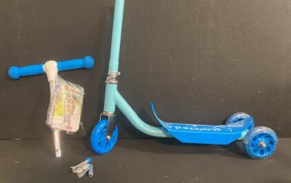 Kids 3-Wheel Blue Kick Scooter, Adjustable Handlebar, 44&ndash;110 lbs Capacity, Assembly Kit Included