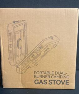 GGC VM-YCY01 Portable Dual-Burner Camping Gas Stove, 17,060 BTU, Foldable Design, Orange ) New in Box )