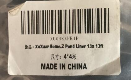 XuXuanHome.Z 13x13ft HDPE Pond Liner, 20 mil Thickness, UV Resistant- New in Bag
