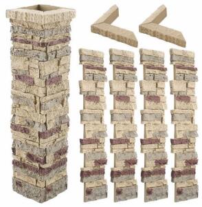 Faux Stone Column Wrap Set, 6-Piece, High-Density Polyurethane, 36" Panels