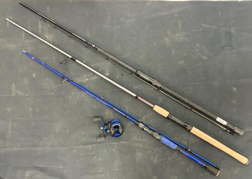 Penn Squadron IV 8'0" Casting Rod, Ugly Stik Elite 8'6" Spinning Rod (No Top Piece), One Bass Squadron IV Combo