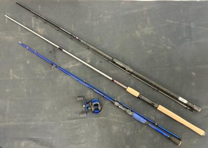 Penn Squadron IV 8'0" Casting Rod, Ugly Stik Elite 8'6" Spinning Rod (No Top Piece), One Bass Squadron IV Combo