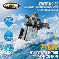 GOEHNER'S 12V 6.5 GPM Diaphragm Water Pump, 216W, 10ft Self-Priming, 70-135 PSI Adjustable - 3
