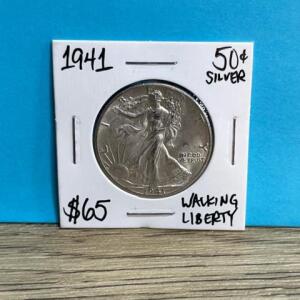 1941 Walking Liberty Half Dollar, 90% Silver, Excellent Detail, Adolph A. Weinman Design