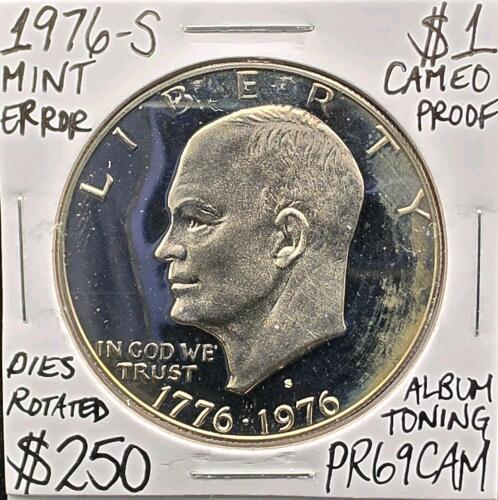 1976-S PR69CAM Mint Error Cameo Proof Ike Dollar