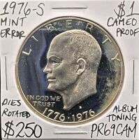 1976-S PR69CAM Mint Error Cameo Proof Ike Dollar