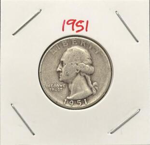 1951-S Washington Quarter, 90% Silver, VG-F Condition, San Francisco Mint