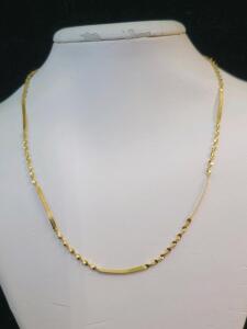 Italian 925 Sterling Silver Gold-Plated Bar and Bead Chain Necklace